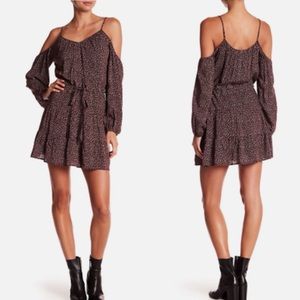 Paige Carmine Cold Shoulder Wine Tasting Ditsy Boho Floral Dress Size Medium